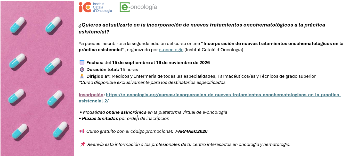 cURS “Incorporación de nuevos tratamientos oncohematológicos en la práctica asistencial”
