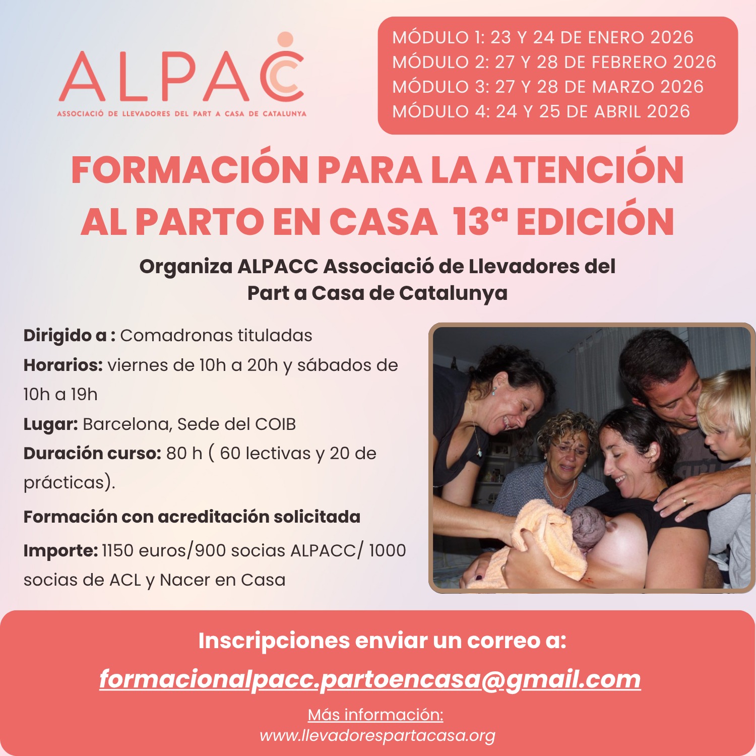 13a edició. Formació per a l'atenció al part a casa