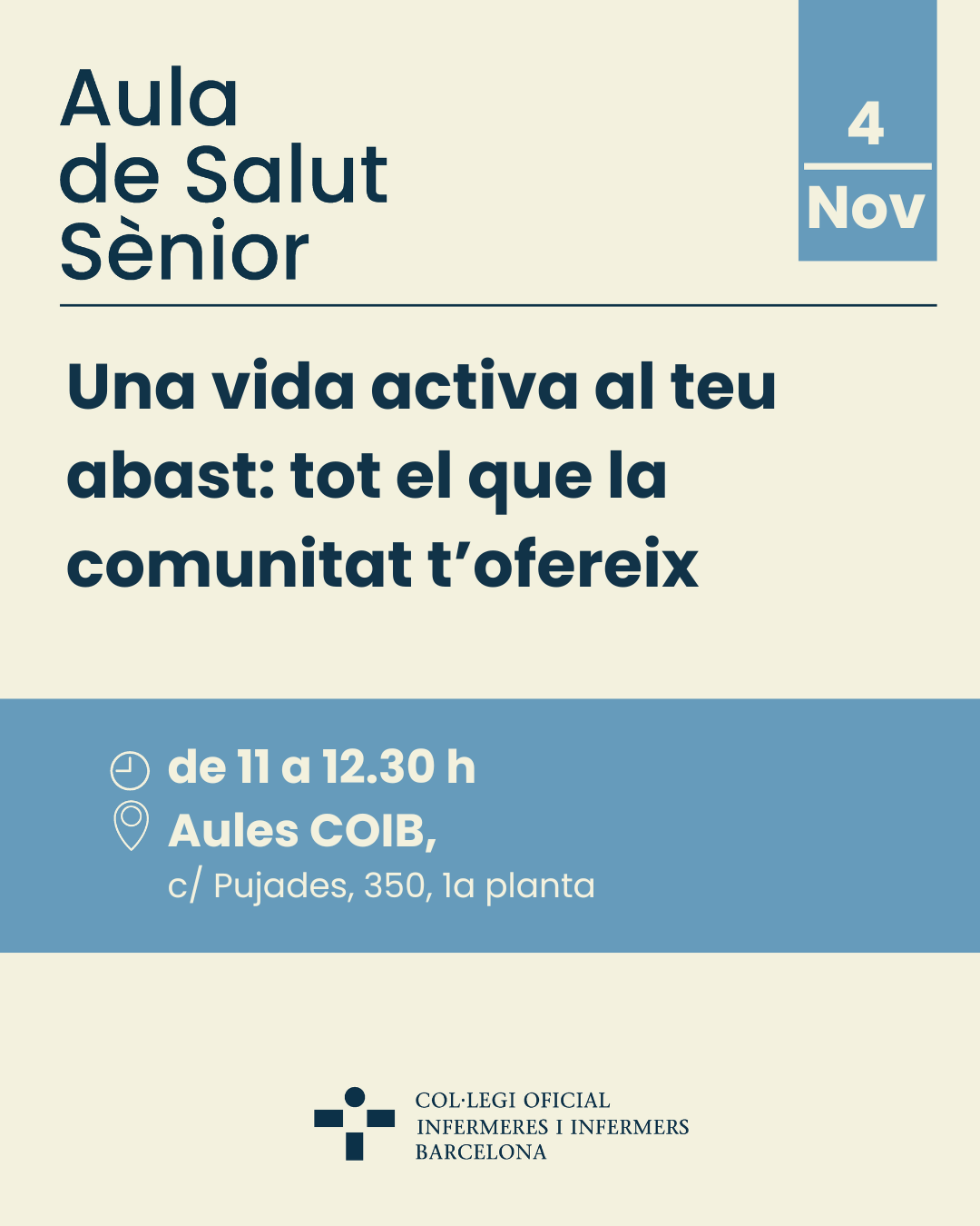 Aula de salut sènior. Una vida activa al teu abast: tot el que la comunitat t’ofereix