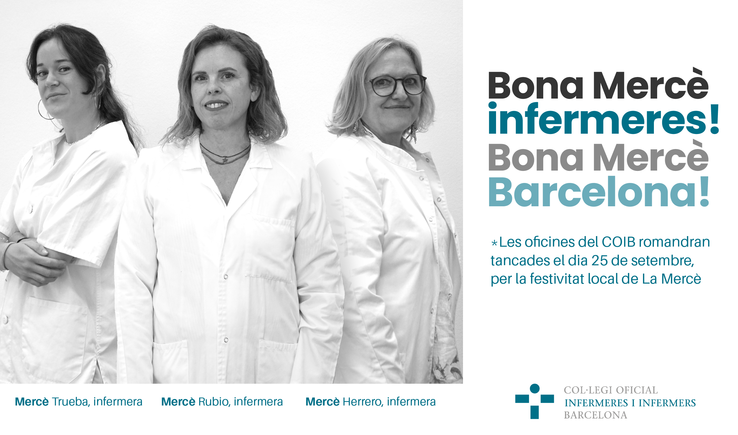 Tres infermeres, protagonistes de la felicitació del COIB per la Mercè