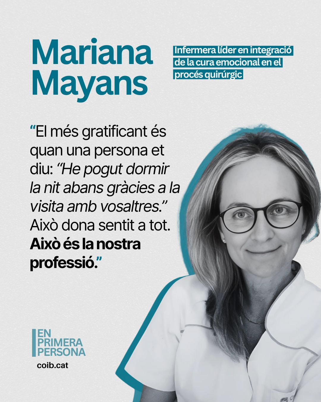 En primera persona: Mariana Mayans, infermera líder en integració de la cura emocional en el procés quirúrgic