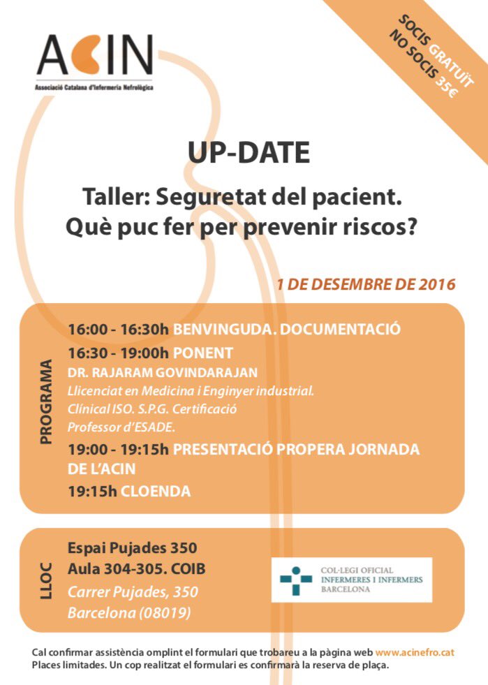 L’Associació Catalana d’Infermeria Nefrològica organitza un taller sobre la seguretat del pacient