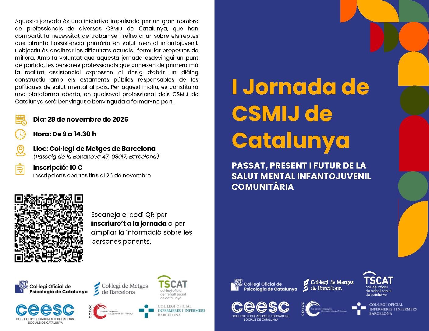 I Jornada de CSMIJ de Catalunya: Passat, present i futur de la salut mental infanto juvenil comunitària